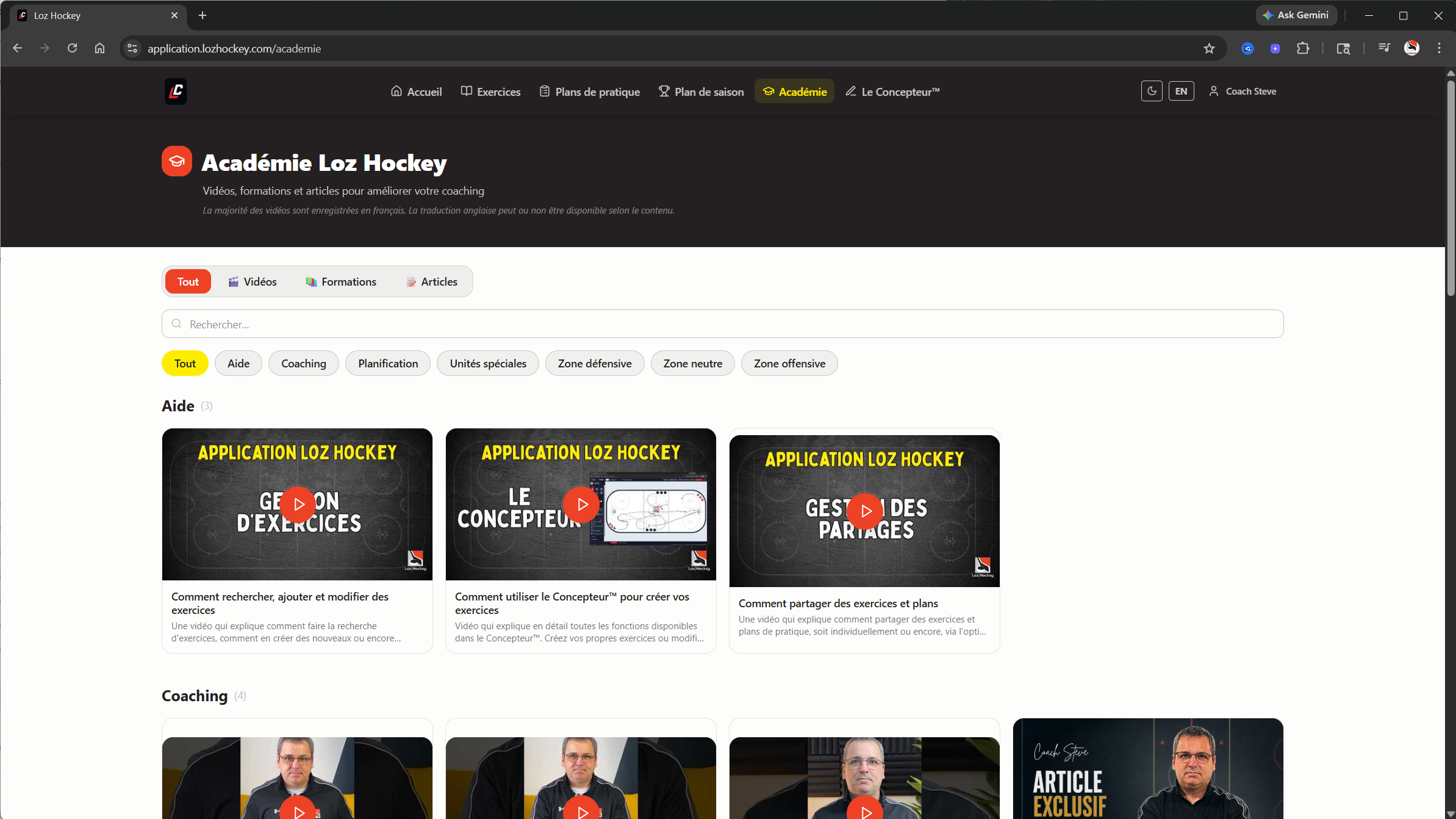 Académie Loz Hockey — formations et ressources pour entraîneurs de hockey mineur
