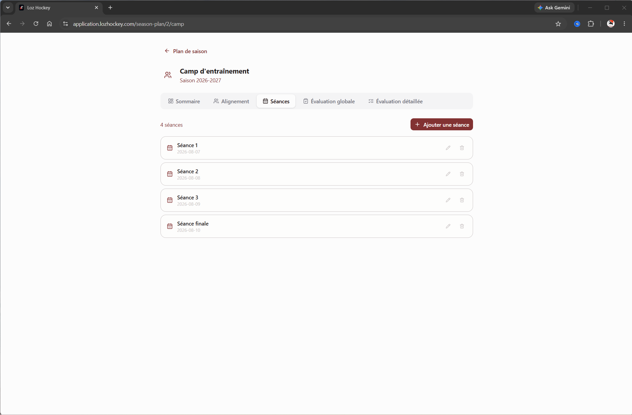 Gestion de camp d'entraînement de hockey mineur — vue 3